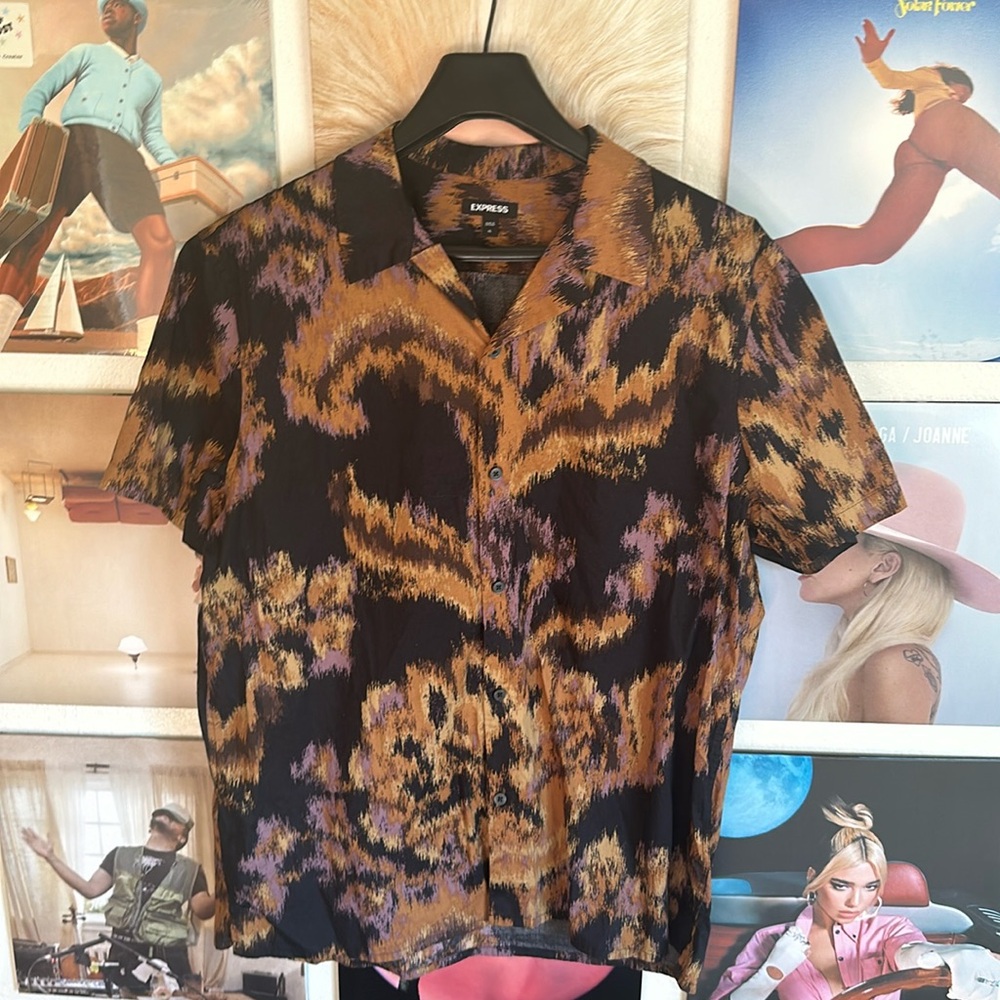 Express Abstract Camp Collar Shirt